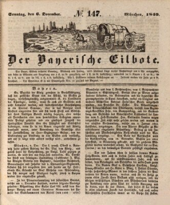 Baierscher Eilbote (Münchener Bote für Stadt und Land) Sonntag 6. Dezember 1840