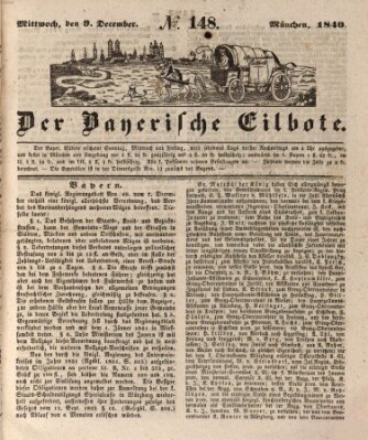 Baierscher Eilbote (Münchener Bote für Stadt und Land) Mittwoch 9. Dezember 1840