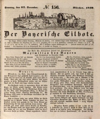 Baierscher Eilbote (Münchener Bote für Stadt und Land) Sonntag 27. Dezember 1840