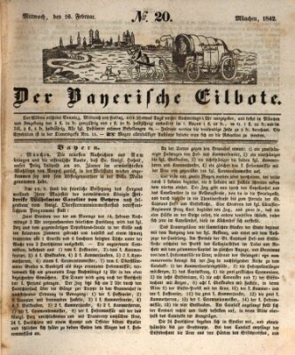 Baierscher Eilbote (Münchener Bote für Stadt und Land) Mittwoch 16. Februar 1842