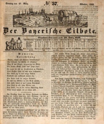 Baierscher Eilbote (Münchener Bote für Stadt und Land) Sonntag 27. März 1842