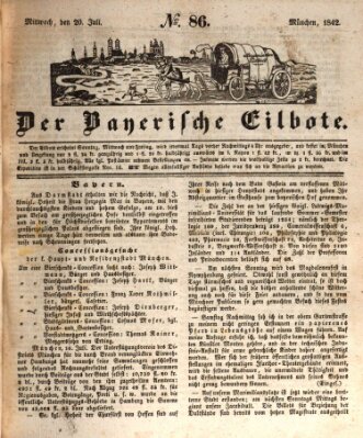 Baierscher Eilbote (Münchener Bote für Stadt und Land) Mittwoch 20. Juli 1842