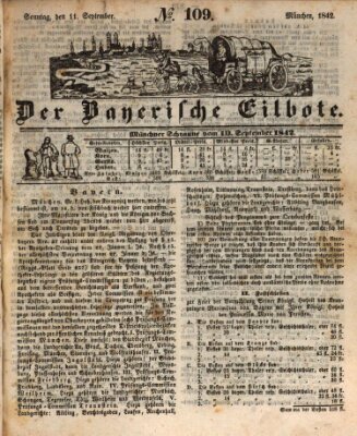 Baierscher Eilbote (Münchener Bote für Stadt und Land) Sonntag 11. September 1842