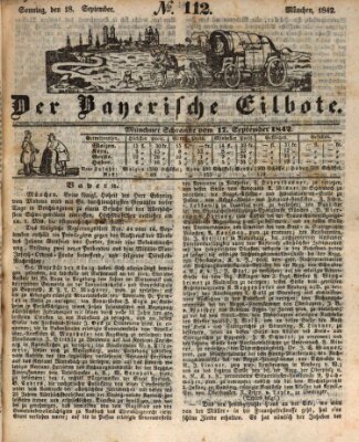 Baierscher Eilbote (Münchener Bote für Stadt und Land) Sonntag 18. September 1842