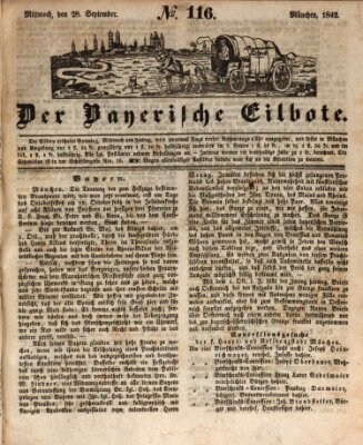 Baierscher Eilbote (Münchener Bote für Stadt und Land) Mittwoch 28. September 1842