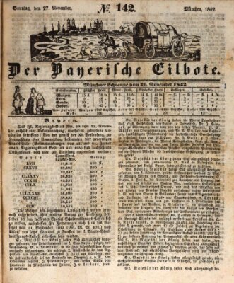 Baierscher Eilbote (Münchener Bote für Stadt und Land) Sonntag 27. November 1842