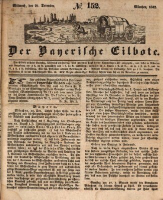 Baierscher Eilbote (Münchener Bote für Stadt und Land) Mittwoch 21. Dezember 1842