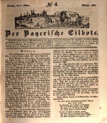 Baierscher Eilbote (Münchener Bote für Stadt und Land) Sonntag 8. Januar 1843