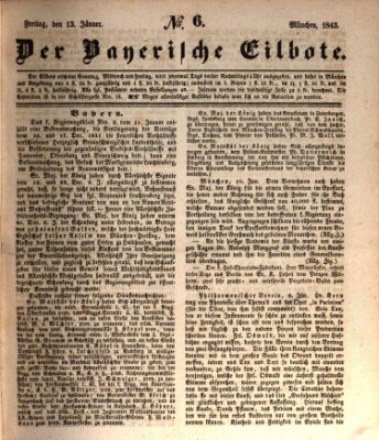 Baierscher Eilbote (Münchener Bote für Stadt und Land) Freitag 13. Januar 1843