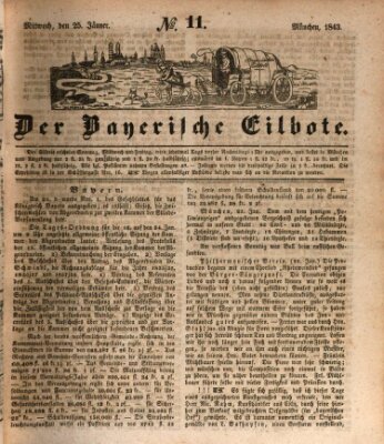 Baierscher Eilbote (Münchener Bote für Stadt und Land) Mittwoch 25. Januar 1843