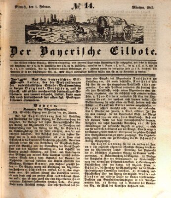 Baierscher Eilbote (Münchener Bote für Stadt und Land) Mittwoch 1. Februar 1843