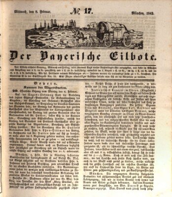 Baierscher Eilbote (Münchener Bote für Stadt und Land) Mittwoch 8. Februar 1843