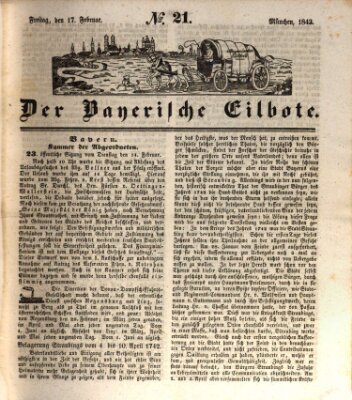 Baierscher Eilbote (Münchener Bote für Stadt und Land) Freitag 17. Februar 1843