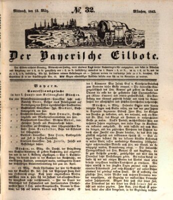 Baierscher Eilbote (Münchener Bote für Stadt und Land) Mittwoch 15. März 1843