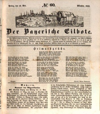 Baierscher Eilbote (Münchener Bote für Stadt und Land) Freitag 19. Mai 1843