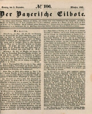 Baierscher Eilbote (Münchener Bote für Stadt und Land) Sonntag 3. September 1843