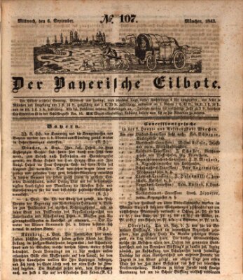 Baierscher Eilbote (Münchener Bote für Stadt und Land) Mittwoch 6. September 1843