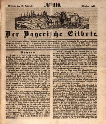 Baierscher Eilbote (Münchener Bote für Stadt und Land) Mittwoch 13. September 1843