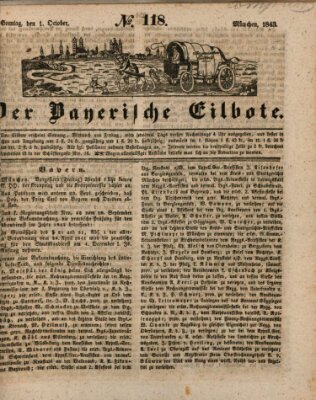 Baierscher Eilbote (Münchener Bote für Stadt und Land) Sonntag 1. Oktober 1843