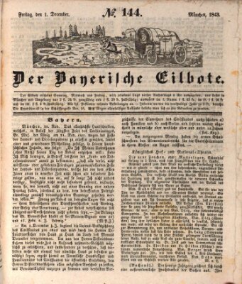 Baierscher Eilbote (Münchener Bote für Stadt und Land) Freitag 1. Dezember 1843