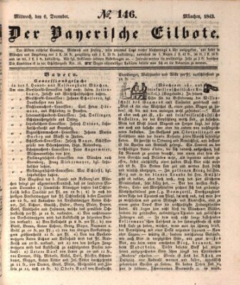 Baierscher Eilbote (Münchener Bote für Stadt und Land) Mittwoch 6. Dezember 1843