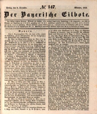 Baierscher Eilbote (Münchener Bote für Stadt und Land) Freitag 8. Dezember 1843