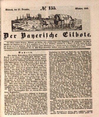 Baierscher Eilbote (Münchener Bote für Stadt und Land) Mittwoch 27. Dezember 1843