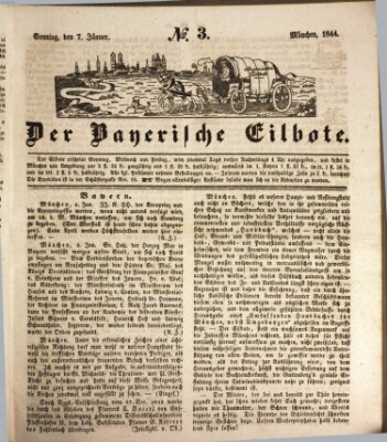 Baierscher Eilbote (Münchener Bote für Stadt und Land) Sonntag 7. Januar 1844