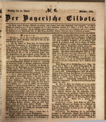 Baierscher Eilbote (Münchener Bote für Stadt und Land) Sonntag 14. Januar 1844