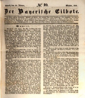 Baierscher Eilbote (Münchener Bote für Stadt und Land) Mittwoch 24. Januar 1844