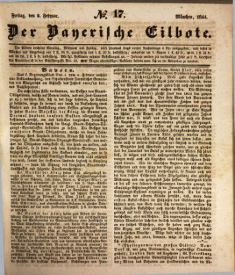 Baierscher Eilbote (Münchener Bote für Stadt und Land) Freitag 9. Februar 1844