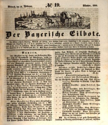 Baierscher Eilbote (Münchener Bote für Stadt und Land) Mittwoch 14. Februar 1844