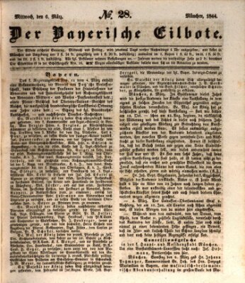 Baierscher Eilbote (Münchener Bote für Stadt und Land) Mittwoch 6. März 1844