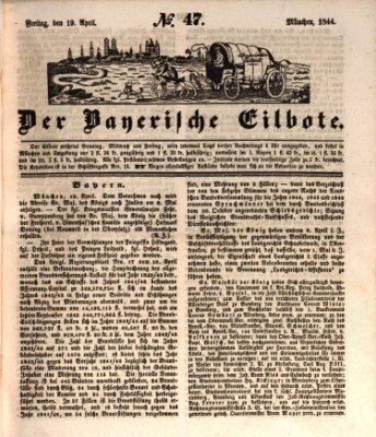 Baierscher Eilbote (Münchener Bote für Stadt und Land) Freitag 19. April 1844