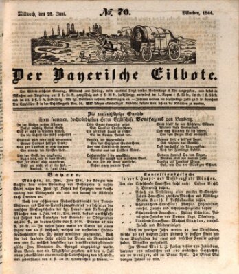 Baierscher Eilbote (Münchener Bote für Stadt und Land) Mittwoch 26. Juni 1844