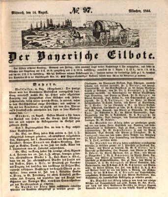 Baierscher Eilbote (Münchener Bote für Stadt und Land) Mittwoch 14. August 1844