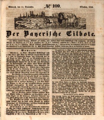 Baierscher Eilbote (Münchener Bote für Stadt und Land) Mittwoch 11. September 1844