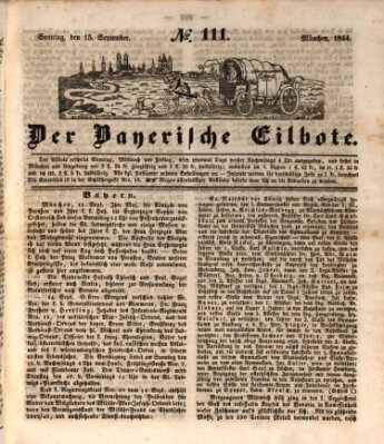 Baierscher Eilbote (Münchener Bote für Stadt und Land) Sonntag 15. September 1844