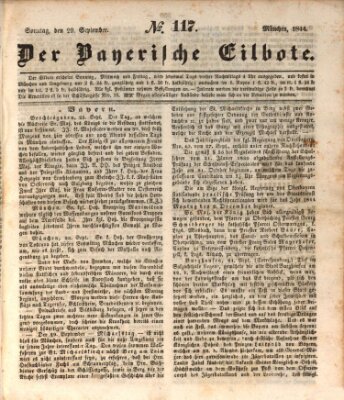 Baierscher Eilbote (Münchener Bote für Stadt und Land) Sonntag 29. September 1844