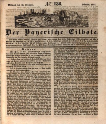 Baierscher Eilbote (Münchener Bote für Stadt und Land) Mittwoch 13. November 1844