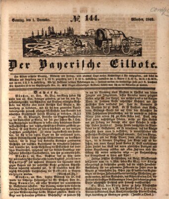 Baierscher Eilbote (Münchener Bote für Stadt und Land) Sonntag 1. Dezember 1844