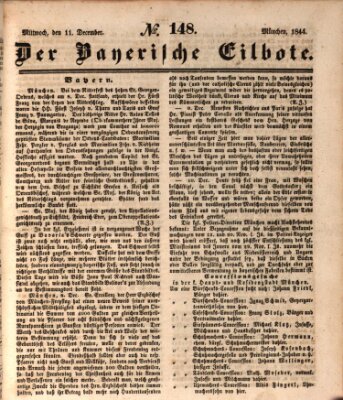 Baierscher Eilbote (Münchener Bote für Stadt und Land) Mittwoch 11. Dezember 1844