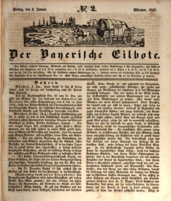 Baierscher Eilbote (Münchener Bote für Stadt und Land) Freitag 3. Januar 1845