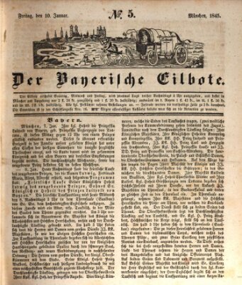 Baierscher Eilbote (Münchener Bote für Stadt und Land) Freitag 10. Januar 1845