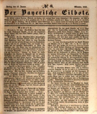 Baierscher Eilbote (Münchener Bote für Stadt und Land) Freitag 17. Januar 1845