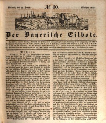 Baierscher Eilbote (Münchener Bote für Stadt und Land) Mittwoch 22. Januar 1845