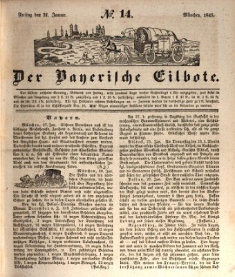 Baierscher Eilbote (Münchener Bote für Stadt und Land) Freitag 31. Januar 1845