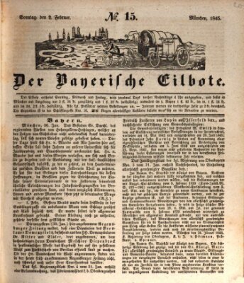 Baierscher Eilbote (Münchener Bote für Stadt und Land) Sonntag 2. Februar 1845