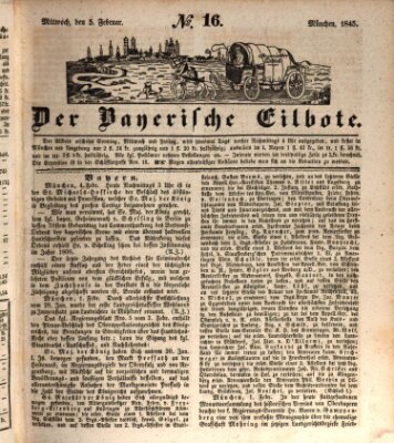 Baierscher Eilbote (Münchener Bote für Stadt und Land) Mittwoch 5. Februar 1845