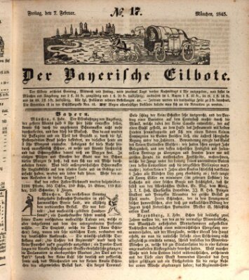 Baierscher Eilbote (Münchener Bote für Stadt und Land) Freitag 7. Februar 1845